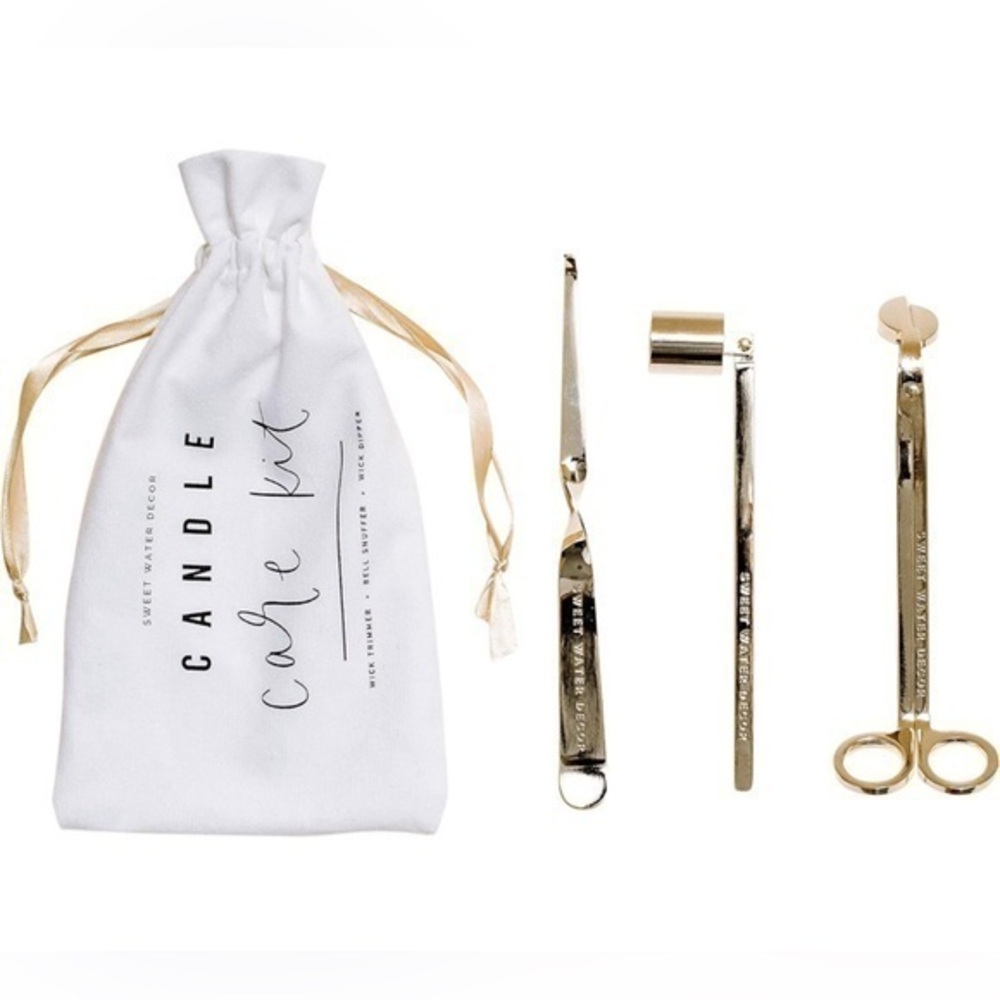 Sweet Water Decor Candle Care Kit w/ Wick Trimmer, Dipper & Bell Snuffer, Gold